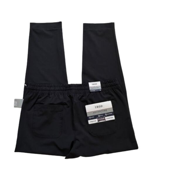IZOD Mens Active Pants Black Advantage Performance Slim Tapered Fit Large NEW - Picture 7 of 12